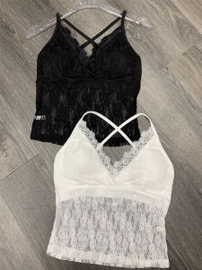 Exquisite Lace V-neck Atmosphere Mesh Camisole Vest Womens Match with Coat Inner Bra One-Piece Beautiful Back Tank-Top