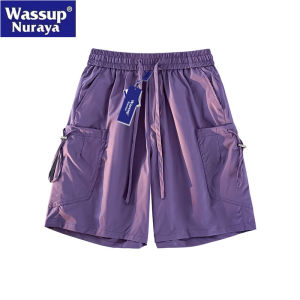 Wassup Nuraya Ice Silk Mens Shorts Summer 2025 Loose Casual Pants Big Pocket Workwear Quick Dry Polyester Fiber Straight Leg