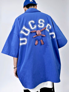 Hiphop Oversized Short Sleeve Shirt Five-fifth Sleeves