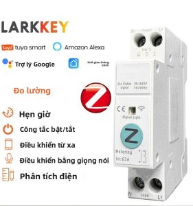 Cầu Dao Thông Minh TUYA ZigBee Tích Hợp Đo Công Suất KWH Điều Khiển Từ Xa Không Dây Thông Minh Qua WiFi Với Ứng Dụng LARKKEY Tương Thích Với Ray DIN