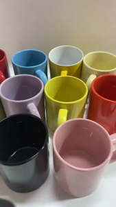 Solid color monochrome glass coffee mug 12 oz/350 ml ceramic (Babasagin)