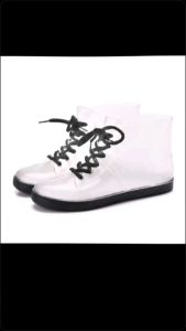 shop24📱สต็อกไทย รองเท้าบูทยาง กันน้ำ กันลื่น สีใส 2 สี ขอบดำ / ขอบชมพู