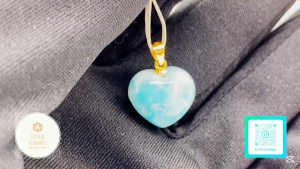 SG LOCAL - Authentic Larimar Love Shape 925 Silver Gold Pendant 海纹石心形925银金吊坠