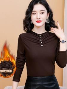 เสื้อเชิ้ตแขนยาวผู้หญิงด้านนอกสองชั้นหนาแบบหนาสไตล์ฤดูใบไม้ร่วง/ฤดูหนาว 2025 แฟชั่นสำหรับคุณแม่ที่อบอุ่นและสวมใส่สบาย