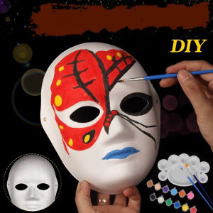 2pcs/1pcs DIY White Plain Paper Face Mask Halloween Opera Masquerade Children Painting Jabbawockeez Masks