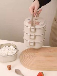 Kitchenut 304 Stainless Steel Lunch Box Thermal Insulation Cartoon Bento Airtight Square Food Storage Box Bekas Makanan