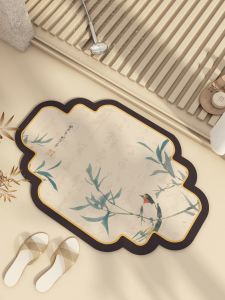 New Chinese Style Bathroom Absorbent Silicon Dendroid Mat Doorway Floor Rug Toilet Dirt Resistant Anti Slip Quick Dry Carpet