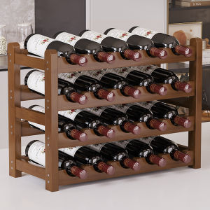 Modern Minimalist Small Size Wine Rack Display Stand Real Wood Home Use Decorative Wine Grid Cabinet for Red Wine Storage