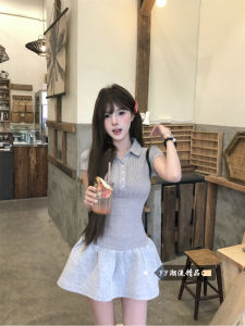 Váy Ngắn Tay Cổ Polo Màu Xám Ôm Vừa Vặn Cho Nữ Mùa Đông Váy Ngắn Chữ A Váy Ngắn Cạp Cao Váy Ngắn Cho Nữ Cỡ Nhỏ