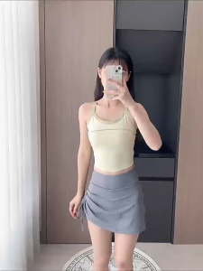 NYK Contrast Trim Racerback Sports Bra Longline with Fixed Cup Women Comfortable Yoga Bras Crop for Fitness Workout Pilates Bra Camisole Tank Top