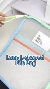 Large Capacity Long Nylon File Bag with Zipper Three-Layer File Bag Gift Tag Organizer Document Bag