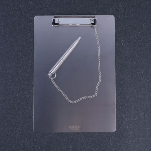 Stainless Steel Clipboard with Chain Food Company Exclusive Document Writing Board Record Board Clip Hanging Registration Folder A4