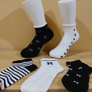 S12A 5Pasang Kaus Kaki Semata kaki Wanita Remaja Dewasa Kaos Kaki Pendek Lucu Import Premium