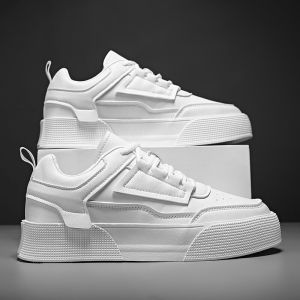 Mens Sporty Casual Thick Bottom Pure White Board Shoes Fashionable Trendy All-Match Low Top Breathable Comfortable Sneakers