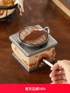 Old Stove Decorative Ash Tray Creative Personalized Trend Household Desk Resin Prevent Fly Ash Accessible Luxury Retro Style with Lid