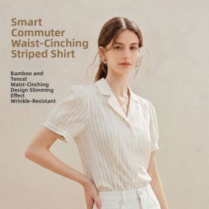 INMAN | French Stripes Short Sleeve V-Neck Commuter Fit Shirt