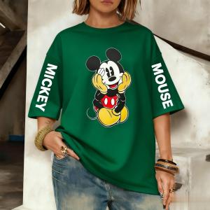 Mickey Mouse 2025 Summer Tredny Women T-shirt Loose Casual Cartoon Print Short Sleeve Streetwear Vintage Disney Graphic Tee Y2k