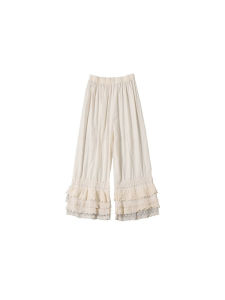 2024 Spring New Japanese Style Mori Style Sweet Cotton Three-Layer Lace Ruffle Pants-Mouth Leggings Loose Bandage Dress Compression Pants Skirt