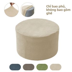 1PC Jacquard Tròn Ottoman Bao Co Giãn Chân Ghế Slipcover Màu Sofa Để Chân Phân Bảo Vệ Cho Phòng Khách Phòng Ngủ