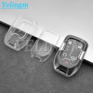 Transparent TPU Car Key Cover Case Remote for GMC Yukon XL Sierra Terrain Acadia for Chevrolet Tahoe Shell Fob Holder Keychain