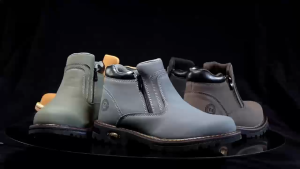TOMITANY Safety Shoes Zipper Kasut Safety Zip Kulit Mid Cut Steel Toe Cap Comfortable Safety Boots Kasut Safeti Zip