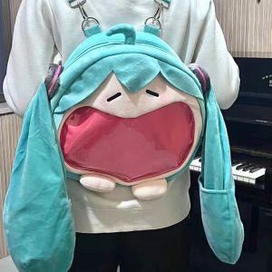 Bandai | 2026 New Hatsune Miku Bag Q Version Kawaii Figure Plush Bag Model Doll Plush Stuffed Toy Shoulder Bag Transparent Backpack Gifts