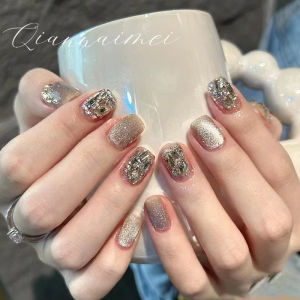 MONLEYTA | Handmade Short Nail Art Wearable False Nails New Year Design Premium Quality Medium Long Lasting Nail Stickers Manicure