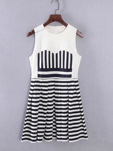 Váy Dệt Kim Cotton Kẻ Sọc Mùa Hè Cho Nữ Váy Ôm Eo Chất Liệu Cotton Nguyên Chất Váy Công Sở Thời Trang Cho Nữ