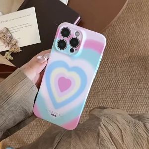Luxury Colorful Gradient Love Heart Pattern Phone Case For iPhone 17 Air 16 15 14 13 12 11 Pro Max XS XR X Plus Shockproof Cover