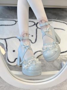 In Stock Wind Chimes Waterproof Taiwan Star and Wind Chimes Original Lolita Ballet Style Bows round Head Thick Bottom High Heel