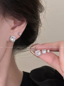 Elegant Square Zirconia Stud Earrings Womens Fashion Jewelry  out Alloy Embedded Artificial Gemstone New Arrival