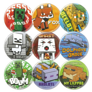 Minecraft Pixel Art Badges Irony Magnet Game Gift Cartoon Fridge Magnet World of Warcraft Collectible Badges Irony Design
