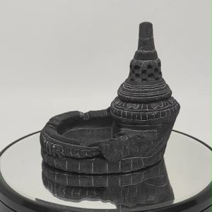 Souvenir Cinderamata Asbak Stupa Candi Borobudur Batuan 11x8x10 cm