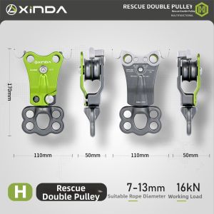 Xinda | High Load High Strength Rescue Equipment with Bearings Dual Pulley