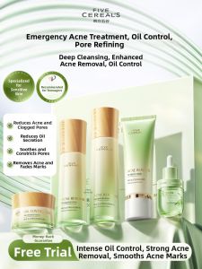 FIVE CEREALS | Oil Control Acne Treatment Pore Minimizer Blemish Reducing Lotion Set
