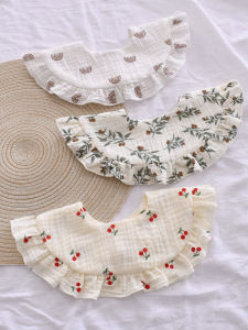 Lightweight Summer Baby Bibs Soft Muslin Cloth Boys Girls round Neck 360 Rotating Clips Infant Feeding Saliva Towels