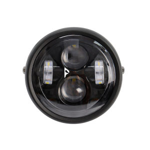 For Harley Cruisers Cafe Racers Honda Yamaha Suzuki 12V 6.5" Inch Motorcycle Retro Headlight LED Round Motor Headlamp