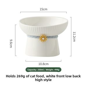 Ceramic Cat Bowl Cartoon Pet Drinking Water Bowl Neck Protection Cat Food Bowl Floral Dog Bowl Universal Pet Supplies