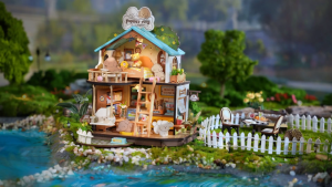 Robotime Rolife Puppys Cozy Villa DIY Wooden Miniature Dollhouse (DG169) 3D Puzzles Wooden Crafts Kits