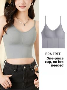 Miiow | Cat Woman Backless Bra Women Summer Thin Large U-shaped Strap Vest With Chest Pad One-piece Base Layer Tube Top Upper Apparel