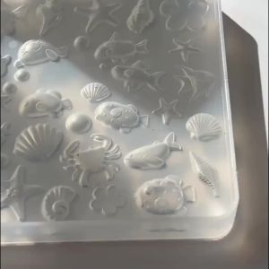 1Pcs 3D Summer Sea Animal Silicone Nail Mold Fish Starfish Shell Conch Jellyfish Crab Charms Nails Templates Manicure Stencils T