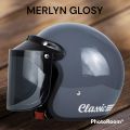 Helm Bogo Classik Garis Tiga Kaca Datar Flat SNI Pria Wanita Dewasa Murah  MERLYN GREY DOP GORILA GREY DOP. 