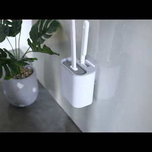 Silicone Toilet Brush - 2 in 1 Toilet Brush with Small Toilet Brush Silicone and Drip Box Hygienic and Durable Toilet B