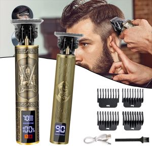 Vintage T9 Barber Clipper - Rechargeable Cordless Hair Trimmer Kit for Men Professional Grade with Dragon Engraved Retro Design