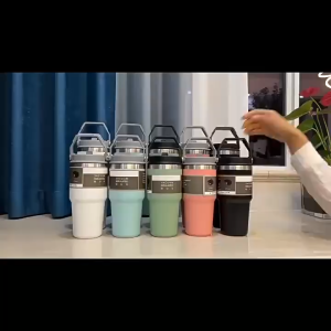 TIDY Thermos Cup Stainless Steel Vacuum Tumbler with Straw Hot And Cold Thermoflask Stainless Water Bottle 900ML Coffee Mug Gift