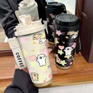 แก้วกาแฟเก็บความร้อนแบบพกพา 316 สแตนเลส ที่ดื่มน้ำแบบมีสตริปป์สำหรับผู้ชายและผู้หญิง แก้วน้ำแบบมีช่องระบายอากาศแบบใหม่