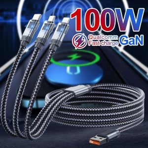3 In 1 100W LED Digital Display USB cable Type C Usb Micro Multi Port Multiple Charging Wire  for Iphone Samsung Huawei Xiaomi
