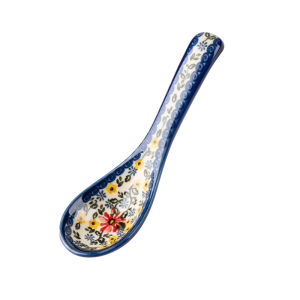 Small Ceramic Soup Spoon Retro Rice Spoon Personal Dining Utensils Soup Ceramic Spoon Dishwasher Safe Wooden Handle