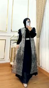 Gamis Kondangan Mix Brukat Bunga: Dress Muslim Wanita Terbaru