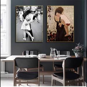 BILIBILI | XINQI Gustav Klimt Poster and Prints A Mother Holding a Child Oil Painting On Canvas For Living Room Home Decor canvas painting